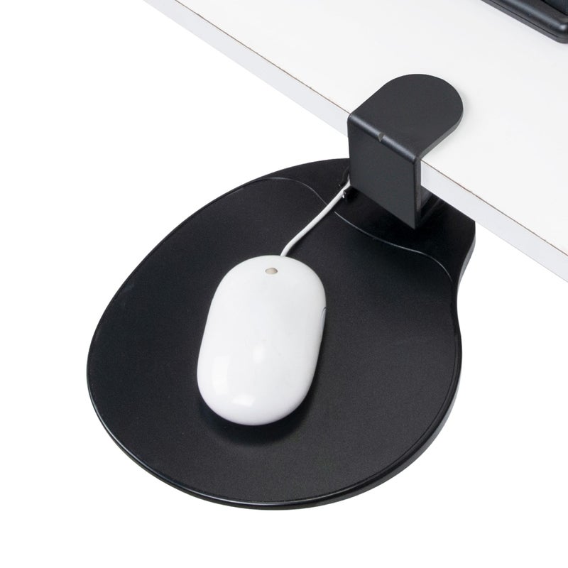 EHO Clamp-On Under Desk Mouse Tray, 360Â° Swivel Ergonomic Platform with Cable Organizer, Smooth Glide Surface for Gaming or Office, Fits Desks 0.5"-1.5" Thick, Tool-Free Install, TAA-Compliant - Image 1